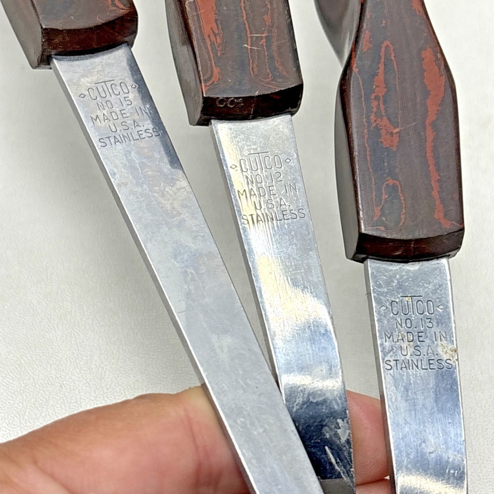Cutco Knives 1022 1023 1024 Fork Spoons Ladle Lot of 7 Brown Handle - Picture 6 of 6